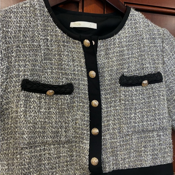 Maje Metallic cotton-blend tweed mini dress - Picture 5 of 11